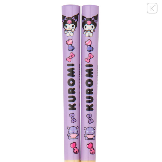 Japan Sanrio Original Bamboo Chopsticks 16.5cm - Kuromi - 2