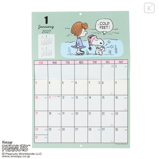 Japan Sanrio Original Wall Calendar Horizontal - Snoopy : 2027 - 2