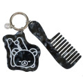 Japan San-X Acrylic Keychain Bag Charm with Hair Comb - Rilakkuma : Basic Rilakkuma Monochrome Pearl Marble - 1