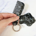 Japan San-X Acrylic Keychain Bag Charm with Hair Comb - Rilakkuma : Basic Rilakkuma Monochrome Pearl Marble - 2
