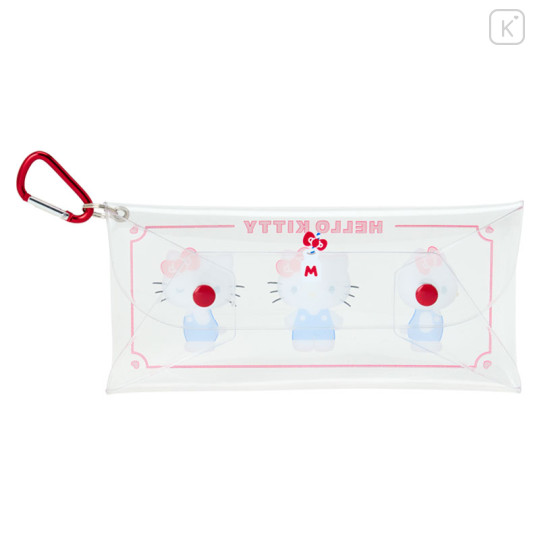Japan Sanrio Original Long Clear Accessory Case with Carabiner - Hello Kitty - 2