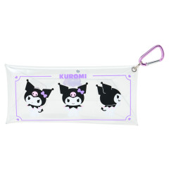 Japan Sanrio Original Long Clear Accessory Case with Carabiner - Kuromi