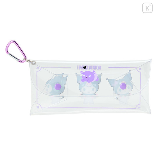 Japan Sanrio Original Long Clear Accessory Case with Carabiner - Kuromi - 2