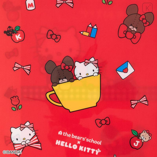 Japan Sanrio × The Bear's School 5 Pockets A4 Clear File - Hello Kitty : Red - 4