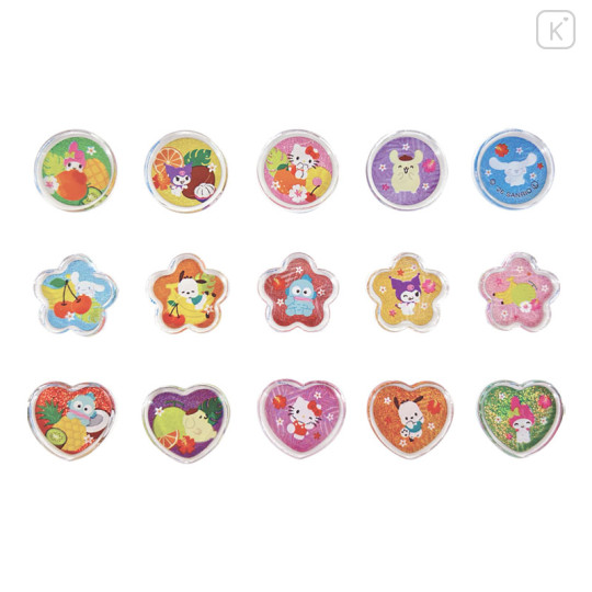 Japan Sanrio Clear Hard Seal - Tropical Fruits Sparkly Marble Sticker Flakes - 2
