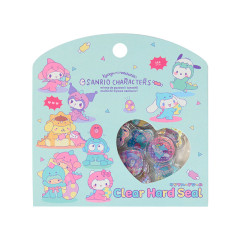 Japan Sanrio Clear Hard Seal - Dinosaur Sparkly Marble Sticker Flakes