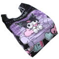 Japan Sanrio Satin Eco Bag with Pouch - Kuromi : Queen Chair Black - 2