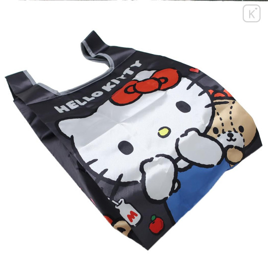 Japan Sanrio Satin Eco Bag with Pouch - Hello Kitty & Tiny Chum : Black - 2