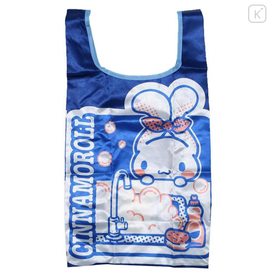 Japan Sanrio Satin Eco Bag with Pouch - Cinnamoroll : Dish Washing Navy - 1