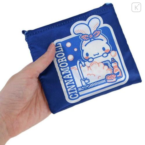 Japan Sanrio Satin Eco Bag with Pouch - Cinnamoroll : Dish Washing Navy - 4