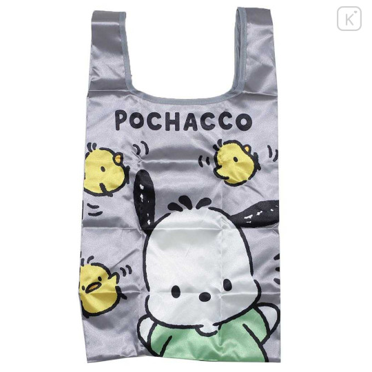 Japan Sanrio Satin Eco Bag with Pouch - Pochacco & Chick Grey - 1