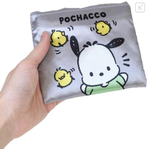 Japan Sanrio Satin Eco Bag with Pouch - Pochacco & Chick Grey - 4