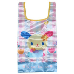 Japan Sanrio Satin Eco Bag with Pouch - Usahana : Gingham Pink Blue