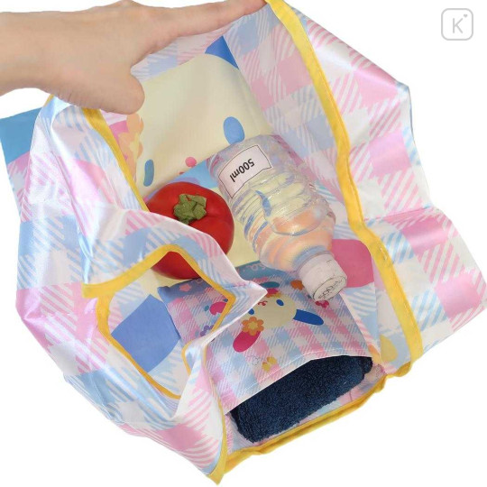Japan Sanrio Satin Eco Bag with Pouch - Usahana : Gingham Pink Blue - 3
