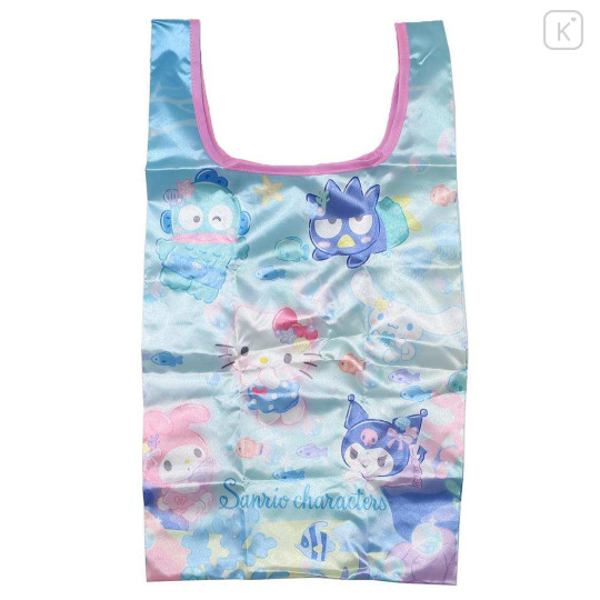 Japan Sanrio Satin Eco Bag with Pouch - Characters in the Sea - 1