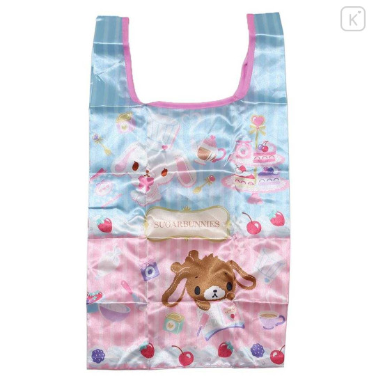 Japan Sanrio Satin Eco Bag with Pouch - Sugarbunnies : Blue Pink - 1