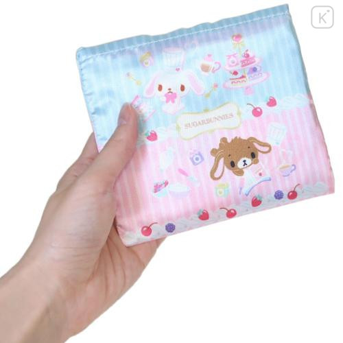 Japan Sanrio Satin Eco Bag with Pouch - Sugarbunnies : Blue Pink - 4