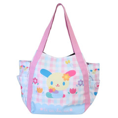 Japan Sanrio Balloon Tote Bag - Usahana : Gingham Blue Pink