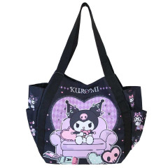 Japan Sanrio Balloon Tote Bag - Kuromi : Queen Chair Black