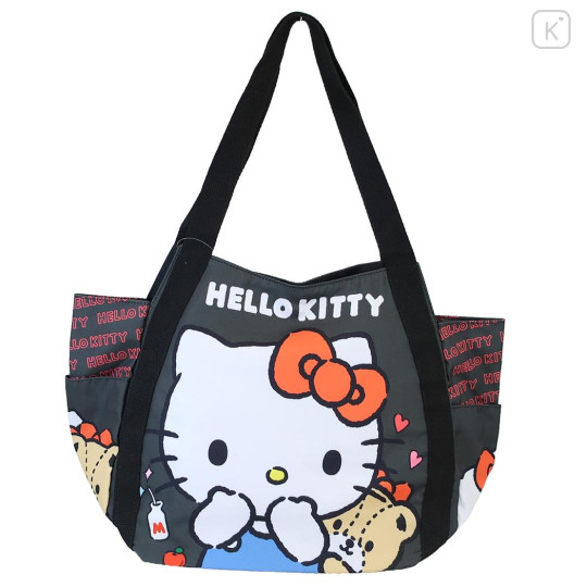 Japan Sanrio Balloon Tote Bag - Hello Kitty & Tiny Chum : Black - 1