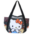 Japan Sanrio Balloon Tote Bag - Hello Kitty & Tiny Chum : Black - 1
