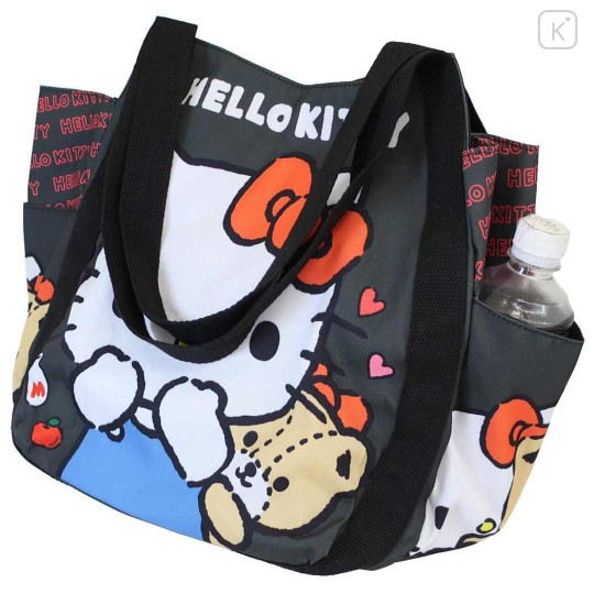 Japan Sanrio Balloon Tote Bag - Hello Kitty & Tiny Chum : Black - 2