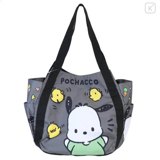 Japan Sanrio Balloon Tote Bag - Pochacco & Chick Grey - 1