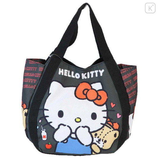 Japan Sanrio Balloon Mini Tote Bag - Hello Kitty & Tiny Chum : Black - 1
