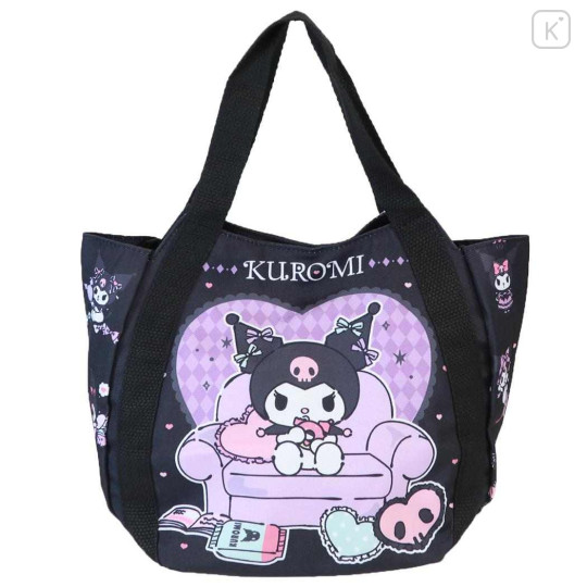 Japan Sanrio Balloon Mini Tote Bag - Kuromi : Queen Chair Black - 1