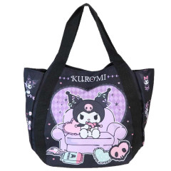 Japan Sanrio Balloon Mini Tote Bag - Kuromi : Queen Chair Black