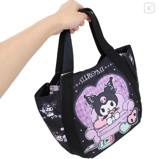 Japan Sanrio Balloon Mini Tote Bag - Kuromi : Queen Chair Black - 2