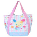 Japan Sanrio Balloon Mini Tote Bag - Usahana : Gingham Blue Pink - 1
