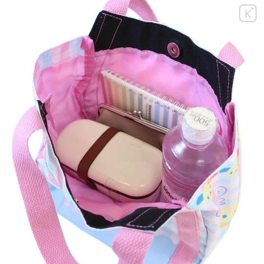 Japan Sanrio Balloon Mini Tote Bag - Usahana : Gingham Blue Pink - 3