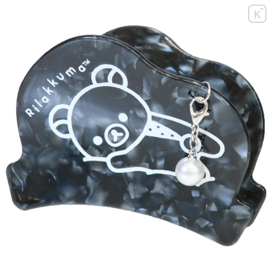 Japan San-X Hair Claw Clip - Rilakkuma : Basic Rilakkuma Monochrome Pearl Marble Black - 1