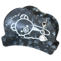 Japan San-X Hair Claw Clip - Rilakkuma : Basic Rilakkuma Monochrome Pearl Marble Black