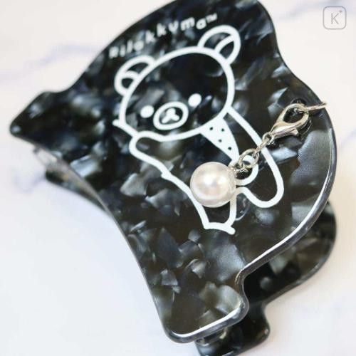 Japan San-X Hair Claw Clip - Rilakkuma : Basic Rilakkuma Monochrome Pearl Marble Black - 4