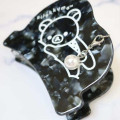 Japan San-X Hair Claw Clip - Rilakkuma : Basic Rilakkuma Monochrome Pearl Marble Black - 4