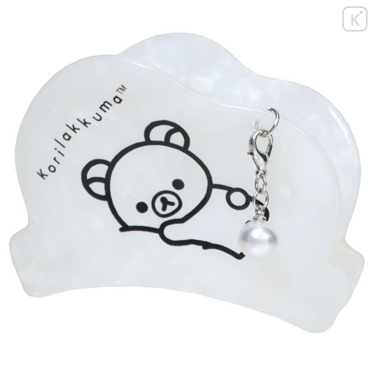Japan San-X Hair Claw Clip - Korilakkuma : Basic Rilakkuma Monochrome Pearl Marble White - 1