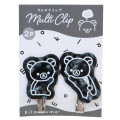 Japan San-X Acrylic Hair Clip Set - Rilakkuma : Basic Rilakkuma Monochrome Pearl Marble Black - 1