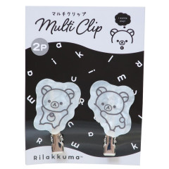 Japan San-X Acrylic Hair Clip Set - Korilakkuma : Basic Rilakkuma Monochrome Pearl Marble White