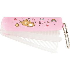Japan San-X Folding Compact Comb & Brush - Rilakkuma : Yuruyuru Pokapoka Pink