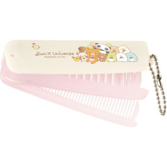 Japan San-X Folding Compact Comb & Brush - San-X Universe Beige Pink