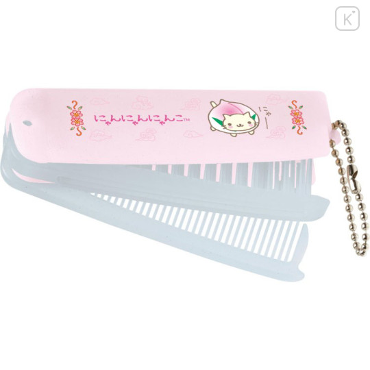 Japan San-X Folding Compact Comb & Brush - Nyan Nyan Nyanko : Pink Blue - 1