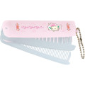 Japan San-X Folding Compact Comb & Brush - Nyan Nyan Nyanko : Pink Blue - 1