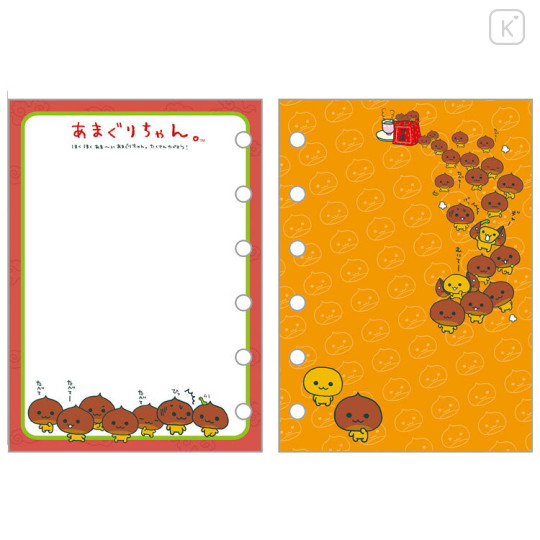 Japan San-X 6 Hole Sticker Notebook - Amaguri-chan Red : San-X Universe - 3