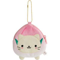 Japan San-X Mini Plush Coin Case with Ball Chain - Nyan Nyan Nyanko : San-X Universe Face Momo
