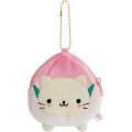 Japan San-X Mini Plush Coin Case with Ball Chain - Nyan Nyan Nyanko : San-X Universe Face Momo - 1