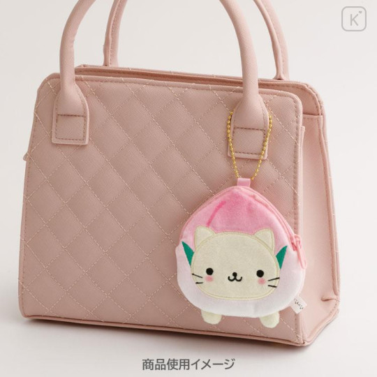Japan San-X Mini Plush Coin Case with Ball Chain - Nyan Nyan Nyanko : San-X Universe Face Momo - 4