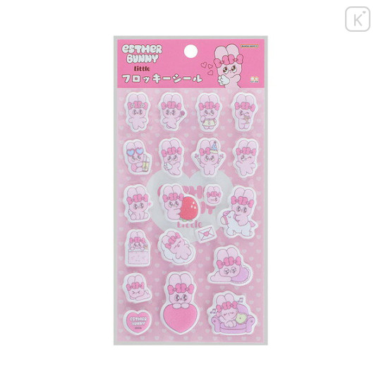Japan Esther Bunny Flocky Sticker - Esther Bunny Little Pink - 1