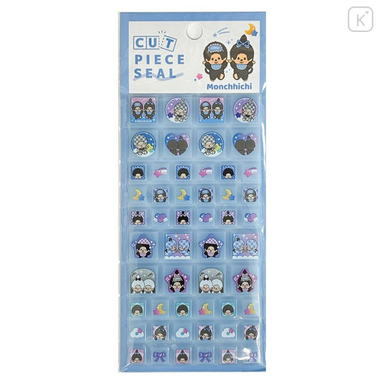 Japan Monchhichi Cut Piece Seal - Monchhichi-chan & Monchhichi-kun : Checkered - 1
